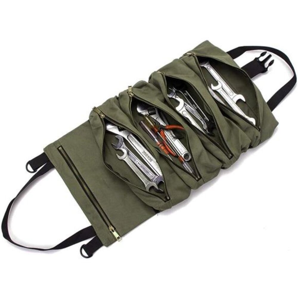 Super Roll Tool Roll,Multi-Purpose Roll Up Tool Bag, Wrench Roll,Canvas Tool